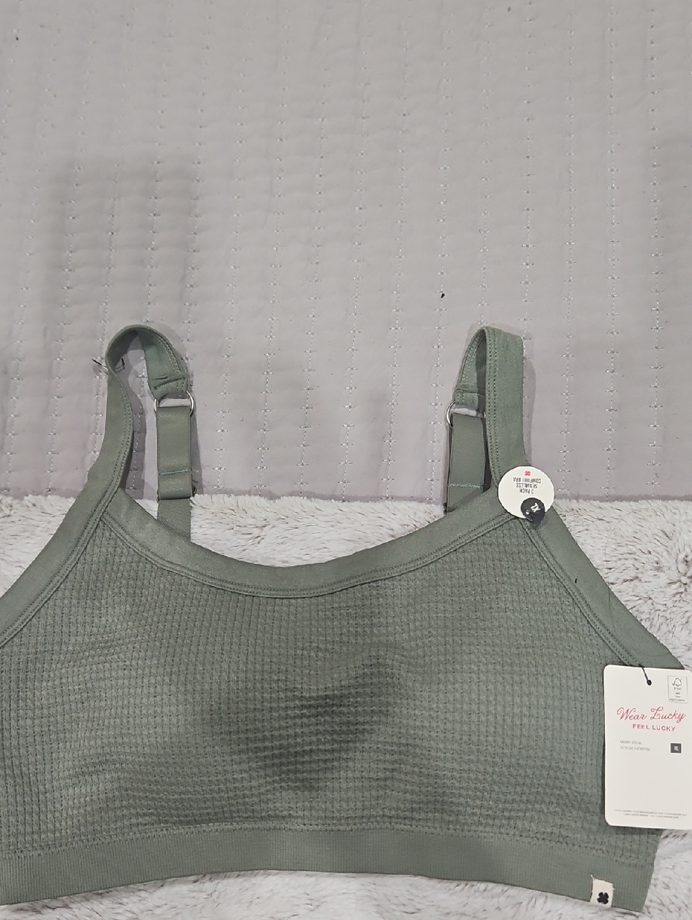 Lucky Brand Olive Green Wireless Ribbed Bralette